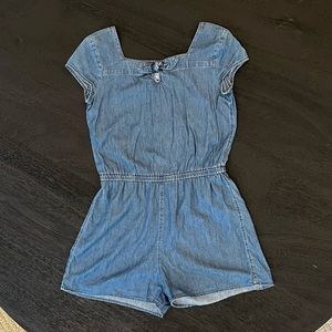 Denim Romper with bow detail